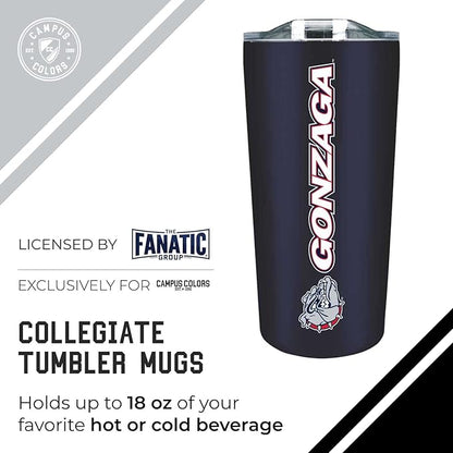 Campus Colors NCAA Stainless Steel Tumbler perfect for Gameday - 18 oz - Double Walled - Keeps Drinks Perfectly Insulated (Gonzaga Bulldogs - Navy)