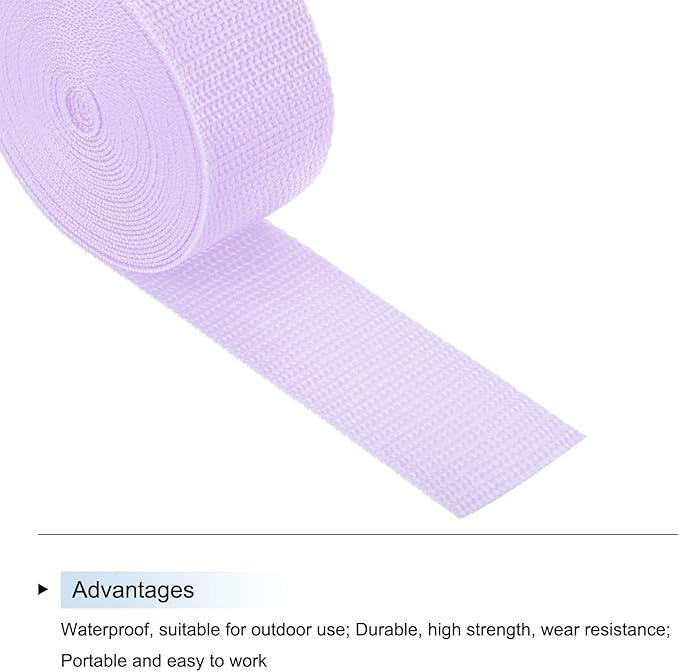 MECCANIXITY Lightweight Polypropylene Webbing Strap 1 1/2" 5 Yard Backpack Strapping Band Light Purple for Outdoor Luggage Cargo Straps