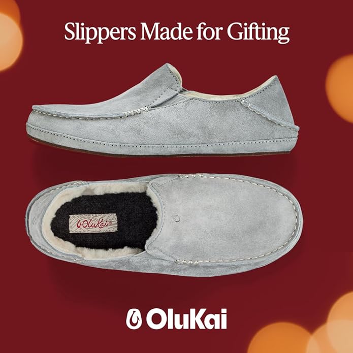 OLUKAI Nohea Slipper, Women's Slip-On Shoes, Genuine Shearling & Premium Nubuck Leather, Drop-In Heel Design, Cozy & Ultra-Soft Comfort Fit
