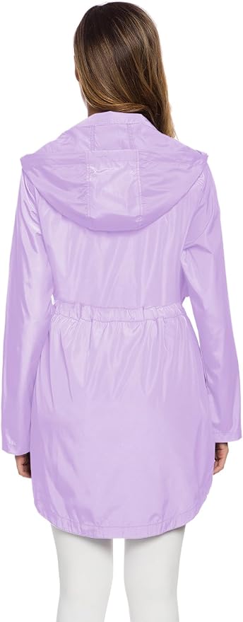 Avoogue Women's Long Raincoat with Hood Outdoor Lightweight Windbreaker Rain Jacket Waterproof