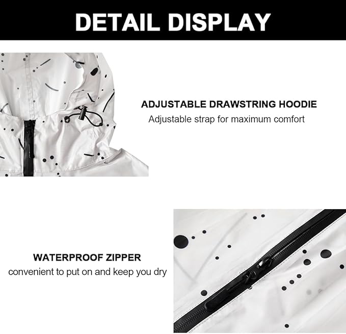 Fashion Hooded Rain Poncho Waterproof Raincoat Jacket with pocket for Women/Men/Adult