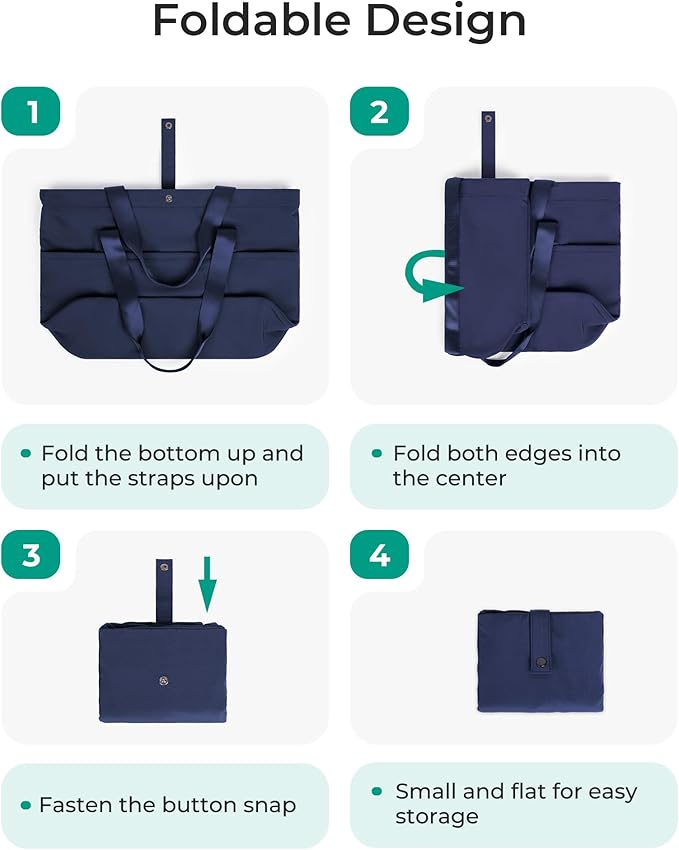 BAGSMART Tote Bag for Women, Foldable Tote Bag With Zipper Travel Large Shoulder Bag Handbag for Work-16.5''l X 6''wx 14''h