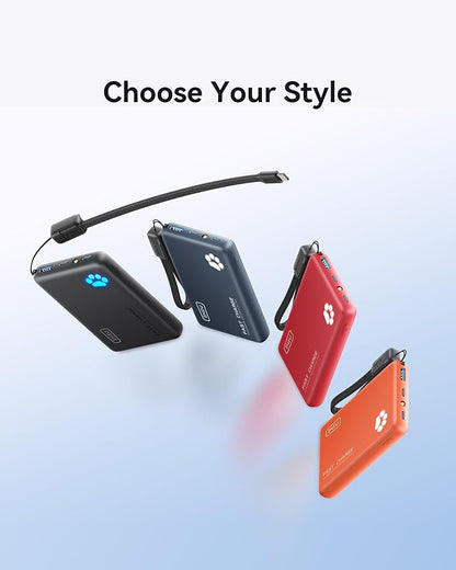 INIU Portable Charger, Ultra Slim 10000mAh 45W PD Power Bank, Fast Charging Mini Battery Pack, Travel Trip Family Essentials Powerbank for College Students Travelers Teen Boys Girls, Red