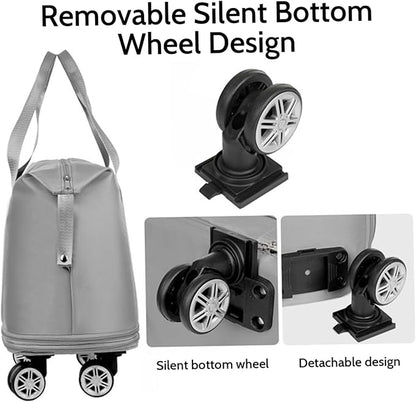 Rolling Duffle Bag with Wheels and Handle, Expandable Foldable Luggage Bag Grey