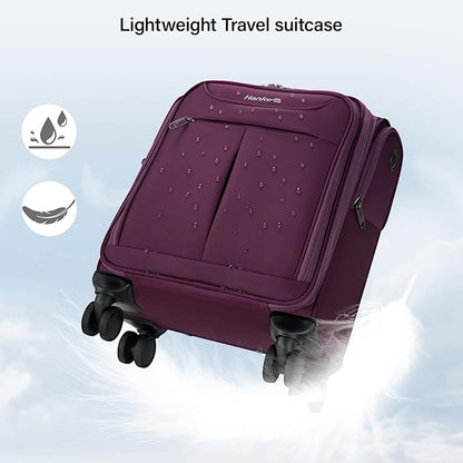 Hanke Underseat Carry On Luggage with Wheels, Lightweight Small Suitcase Airline Approved 16 Inch Softside Personal Item Travel Bag for Women Men, Compact Under Seat Luggage with Spinner Wheels,Purple