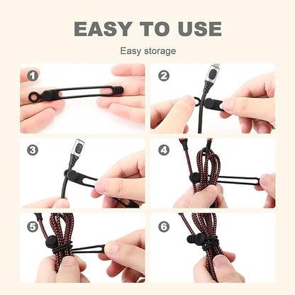 Data Cable Organizer, 2025 Upgrade Silicone Headphone Organizers, Silicone Cable Ties Reusable Cable Management Organizers Multipurpose Elastic Cord Organizer for Bundling and Fastening Cables (10Pcs)