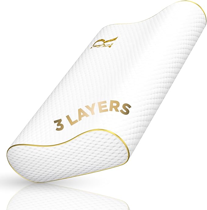 Royal Therapy 1-Pack Memory Foam Pillow, Medium-Firmness Cervical, Queen Contour Pillow, Orthopedic Pillow for Neck Support, Neck Pain, Side Sleepers, CertiPUR-US