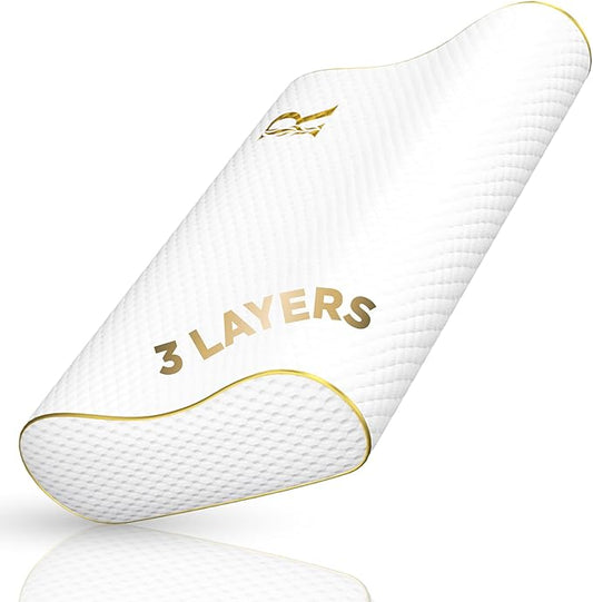 Royal Therapy 1-Pack Memory Foam Pillow, Medium-Firmness Cervical, Queen Contour Pillow, Orthopedic Pillow for Neck Support, Neck Pain, Side Sleepers, CertiPUR-US