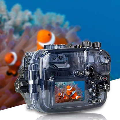 Seafrogs 60M/195ft Waterproof Underwater Camera Housing Waterproof Case for A6000 A6300 A6500 Compatible with 16-50mm Lens(Housing + Red Filter)