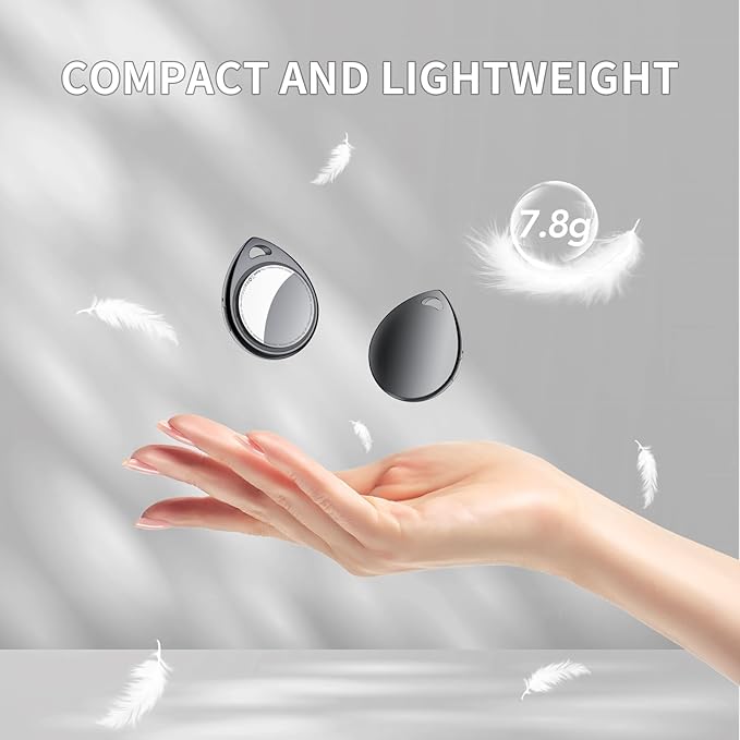 Tracker Tags-2 Pack Deep Black, 5.3 Bluetooth Tracker Work with Apple Find My (iOS Only), 100dB Sound, Smart Tag with Keychain/Lanyard, Item Finder for Luggage/Key/Suitcase, Replaceable Battery.