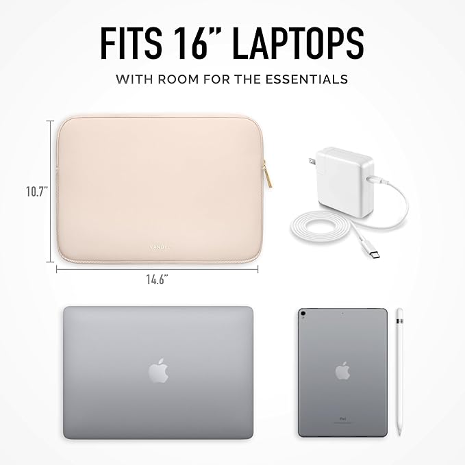 Vandel Slim MacBook Pro 16 Inch Laptop Sleeve, 15.6-16 inch Laptop Case, Protective MacBook Case Sleeve, Dell XPS 16 Cover 15.6 in, HP 15-fc, Lenovo IdeaPad 15, Mac Book Pouch, Computer Carrying Bag