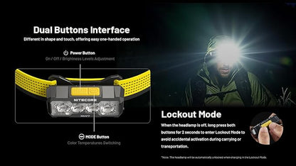 Nitecore NU27 600 Lumens Running Camping Headlamp, USB-C Rechargeable with Warm, Neutral and Cool White Lights, Red Light, Including NitecoreS Sticker (Black)