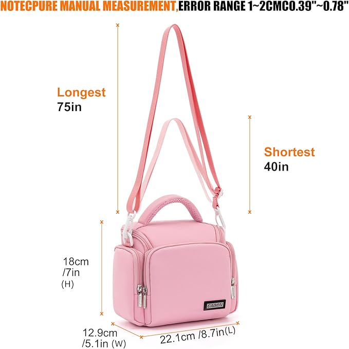 CADeN Compact Camera Shoulder Crossbody Bag Case Compatible for Nikon, Canon, Sony SLR/DSLR Mirrorless Cameras and Lenses Waterproof(1.0 S, Pink)