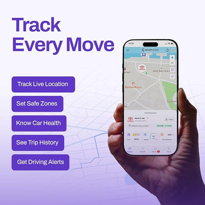 SmartWheels GPS Tracker for Vehicles - Real Time Location Tracking, Route History, Speed & Driving Insights, Geo-Fence, Accident Alerts - Car Tracker for Families & Fleets