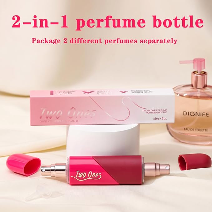 Heart Shaped Double Head Spray Nozzle Two-in-One travel perfume bottle - 2pc 5ml+5ml refillable atomizer for on-the-go elegance, perfect for travel perfume lovers