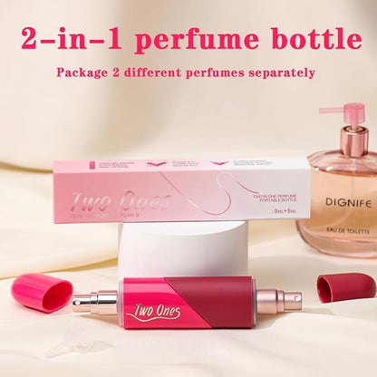 Heart Shaped Double Head Spray Nozzle Two-in-One travel perfume bottle - 2pc 5ml+5ml refillable atomizer for on-the-go elegance, perfect for travel perfume lovers