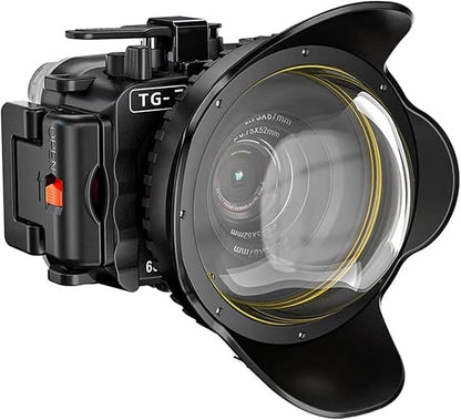 Sea frogs Camera Housing Compatible with Olympus TG7 with Wide-Angle Lens and Red Filter, Waterproof IPX8 Rated, 60m/197ft Depth Protection Underwater Camera Case, Black