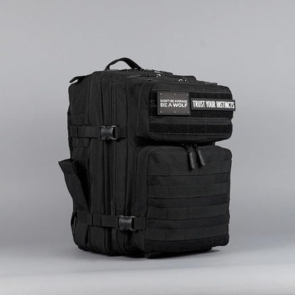 WOLFpak 35L Athletic Gym Backpack - Durable 1000D Waterproof Oxford Material with MOLLE Webbing, Laptop Pocket & Dual Cup Holders, Durable Fitness/Travel/Military Daypack (Alpha Black)