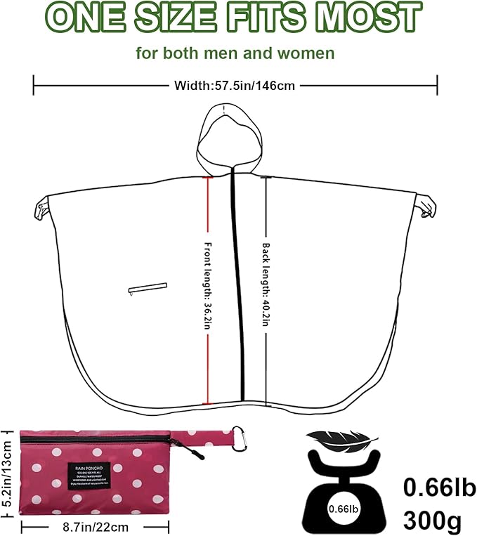 Hooded Rain Ponchos for Adult - Rain Coat and Rain Jacket with Waterproof Pocket and Zipper