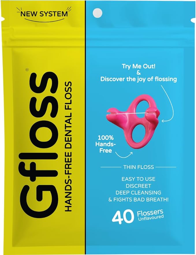 Hands-Free Dental Floss - 40 Count - Easy to Use & Discreet Flossers for Adults | Travel Floss | Thin Soft Floss for Tight Teeth | Unwaxed Unflavored | PFAS-Free Oral Care