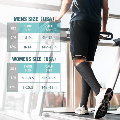 BLUEENJOY Copper Compression Socks for Women & Men (6 pairs) - Best Support for Nurses, Running, Hiking, Recovery