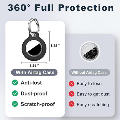 [2 Pack] for Airtag Holder Case with Keychain, Shockproof GPS Cover Anti-Scratch Key Chain for Air Tags, for Airtags Accessories for GPS Item Tracker Cases for Bags, Black+Red