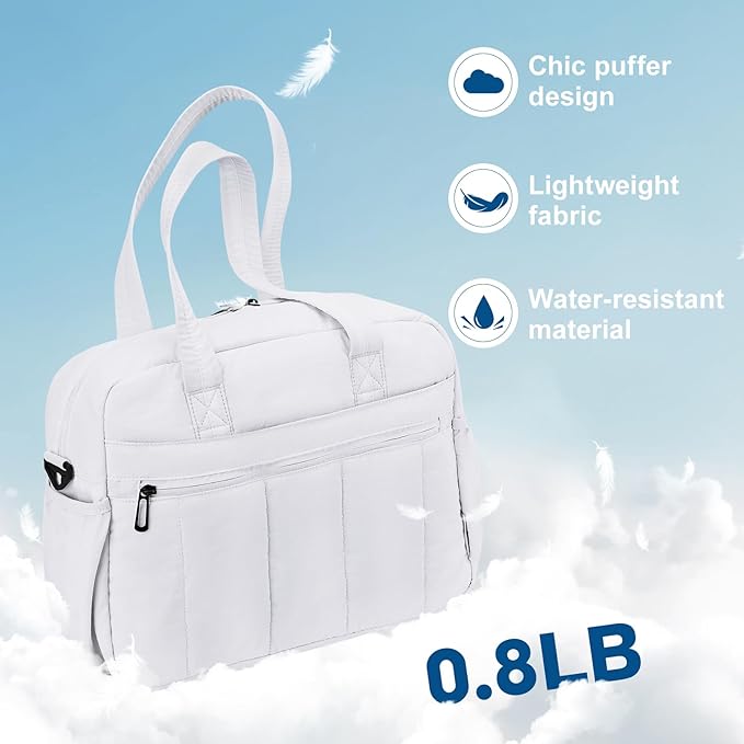 Gym Bag for Women, Large Capacity Duffel Bag with Crossbody Strap, Lightweight Sports Bag for Workout & Travel.White