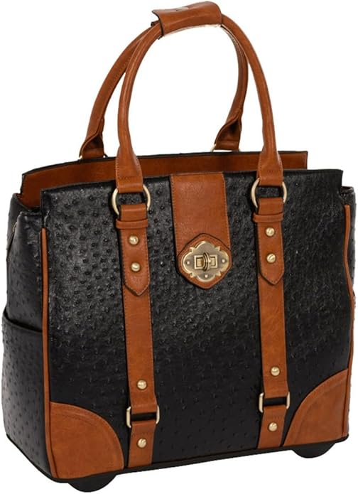 JKM & Company Rolling Laptop Bag for Women | Designer Wheeled Briefcase | Fits 13-17" Laptops | Office Travel Computer Case
