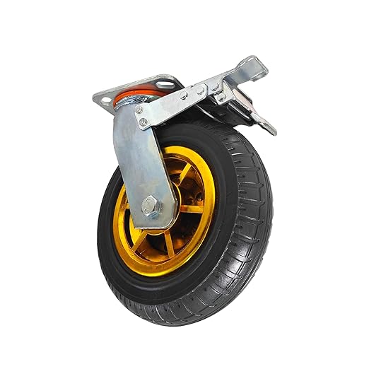 8 Inch Heavy Duty Casters Wheels Set of 4 Swivel Industrial Casters Rubber Wheels Tires for Cart Bench Shop Dolly Outdoor Wheels Replacement with 2 Brake and 3000Lbs Load Capacity, 4 Pack