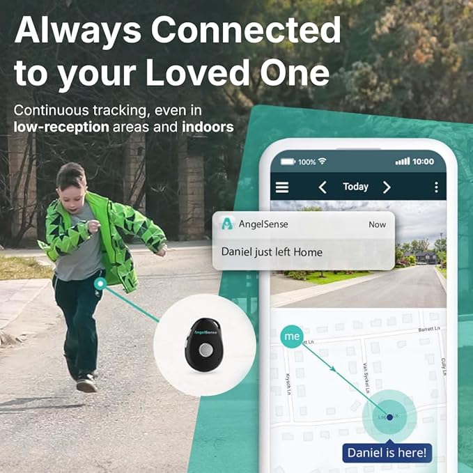 AngelSense Personal GPS Tracker for Kids, Teen, Autism, Special Needs, Elderly, Dementia - 2-Way Auto-Answer Speakerphone & SOS Button - School Bus Tracking - Subscription Required