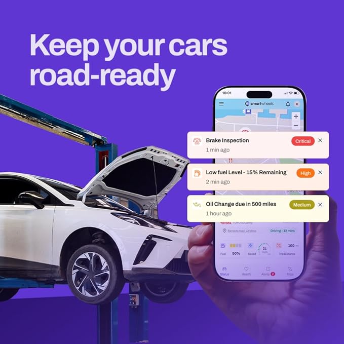 SmartWheels GPS Tracker for Vehicles - Real Time Location Tracking, Route History, Speed & Driving Insights, Geo-Fence, Accident Alerts - Car Tracker for Families & Fleets