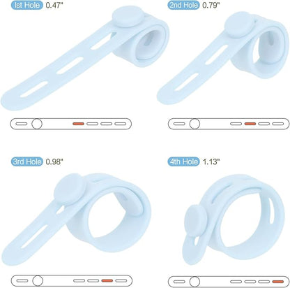 Donruby 24Pcs Silicone Cable Ties - Reusable & Washable with Locking Buckle Design, Adjustable Fastening Cable Straps, Multi-Purpose High Elasticity Cord Organizer (Ice Blue)