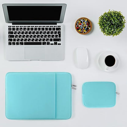 RAINYEAR 15.6 Inch Laptop Sleeve Case Soft Fluffy Lining Cover Carrying Bag with Front Pocket & Accessories Pouch, Compatible with 15.6" Notebook Computer Chromebook (Blue, Upgraded Version)