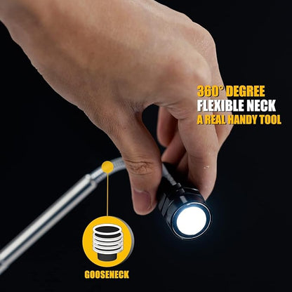 Magnetic Pickup Tool, Gifts for Men, Telescoping Magnet Flashlight, Gifts Idea & Stocking Stuffers for Men, Teen Boys, Mechanic, Boyfriend, Christmas Gifts for Dad, Husband, Father, Black