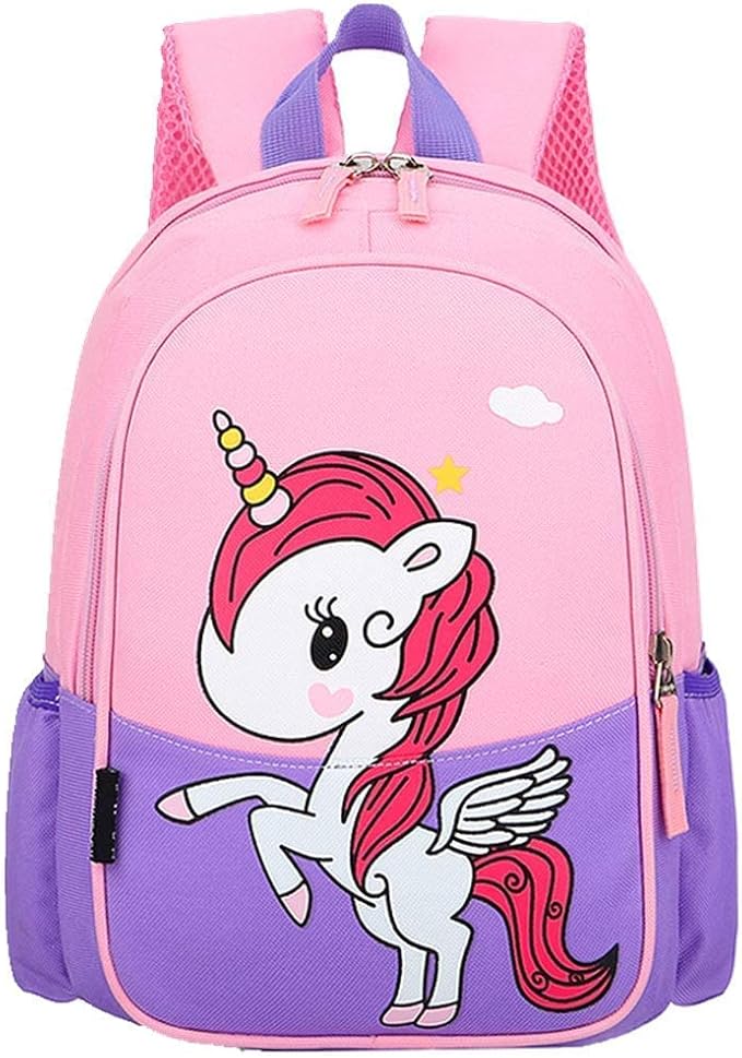 11 Inch Kids Small Toddler Preschool Travel Backpack Cute Cartoon Daypack (Unicorn Pink and Purple)