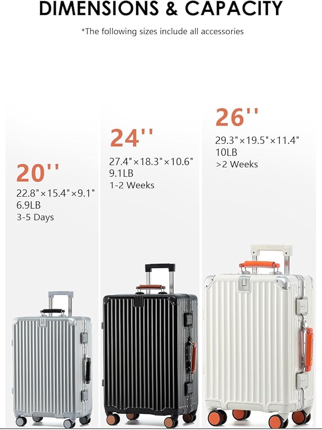 24 Inch Hardside Checked Luggage with Leather Handle, PC Zipperless Suitcase with Spinner Wheels and TSA Locks, Lightweight Checked Luggage for Travel