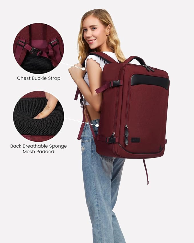 LOVEVOOK Carry on Backpack, 45L Large Travel Backpack for Women Men Airline Approved, Expandable Large Suitcase Backpacks With 4 Packing Cubes, Aer Travel Pack 3, Water Resistant Weekender Bag