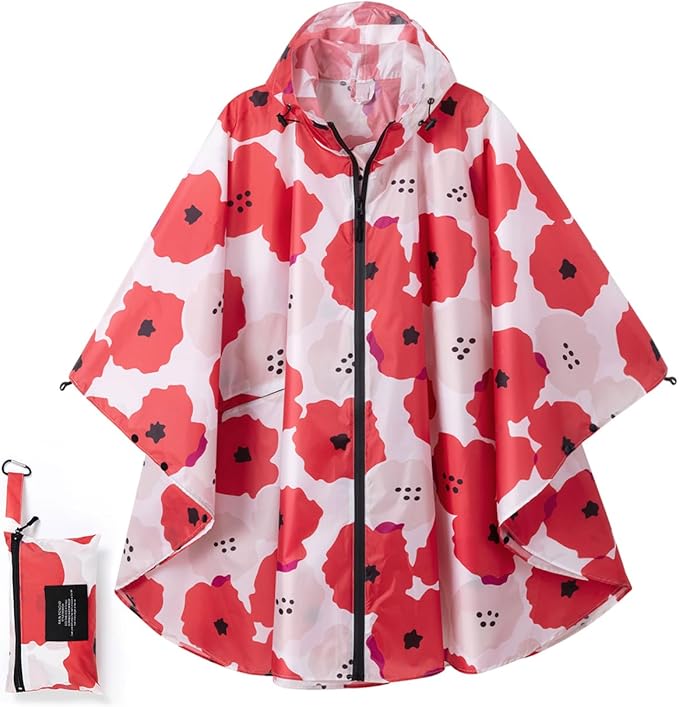 Fashion Hooded Rain Poncho Waterproof Raincoat Jacket with pocket for Women/Men/Adult