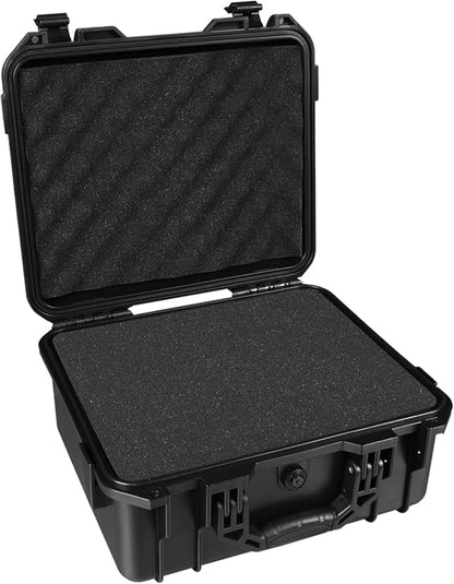 Hard Case, 14x 11.5x 6.5 Inch Portable Weather Waterproof Protective Camera Case with Customizable Foam, Fit Use of Drones, Camera, Equipments，Black