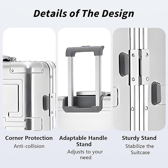 Simcat All Aluminum Carry On Luggage, 20 Inch Hard Shell Zipperless Luggages，Airline Approved Suitcase with TSA Lock and Silent Wheels (Silver,20inch/56.5x21.5x39.5cm)