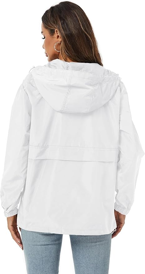 Avoogue Womens Rain Jacket with Hood,Pullover,Packable,Lightweight,Windbreaker,Waterproof,Breathable.