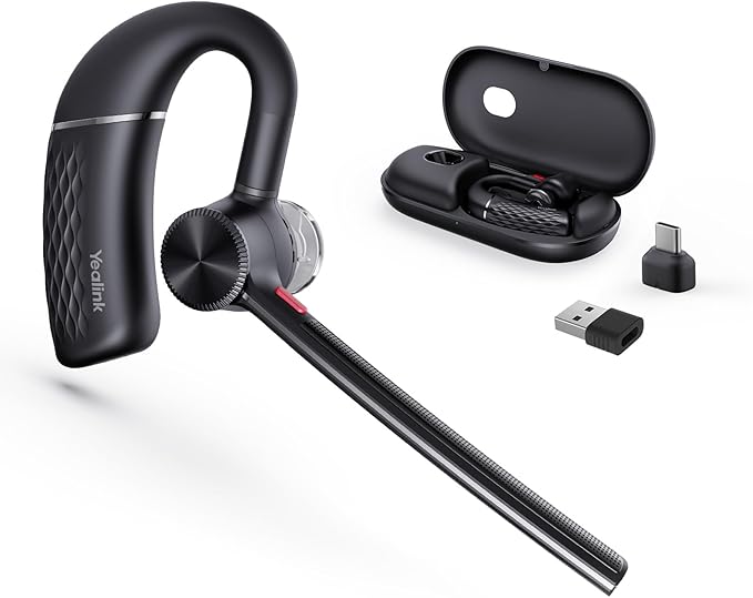Yealink BH71 Pro Bluetooth Headset with USB-C/A Dongle, Teams Certified, Wireless Earpiece for Cell Phone,PC,Laptop,Noise Cancelling Microphone, Adjustable Ear Hook