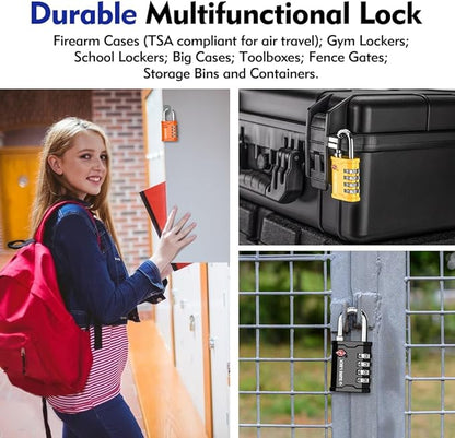 SURE LOCK TSA Accepted Heavy Duty Big Combination Luggage Padlock for Gun Cases, Transporting Equipment Cases in Trade Show, Music and Medical Industries (2, Black)
