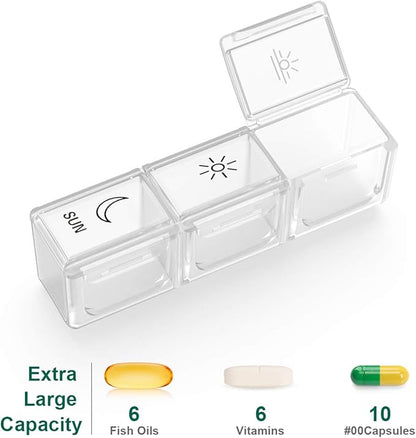 BUG HULL Weekly Pill Organizer 3X a Day, Daily 7 Day Medicine Pill Organizer 3 Times a Day, Travel Pill Case Container for Vitamins, Supplements