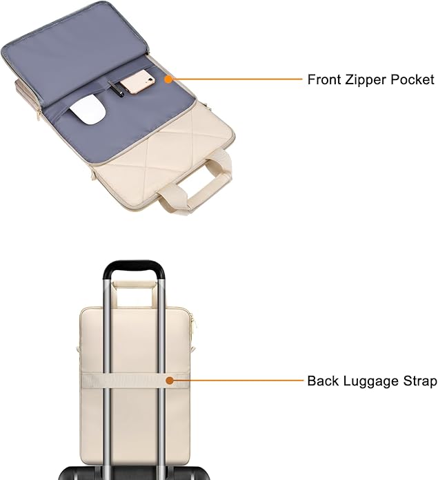 MOSISO Vertical Laptop Shoulder Bag,Computer Bag,Rhombus Quilted Messenger Bag with Front Pocket&Handle&Belt