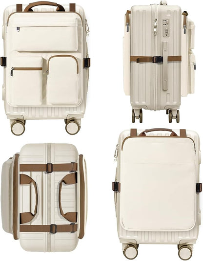Over Luggage Organizer Bag for Suitcase with Multi Pockets, 16”Laptop Bag with Handle, Portable Travel Organizer Bags for Luggage with Adjustable Strap, Tote Carry Bag for Men Women(Beige)