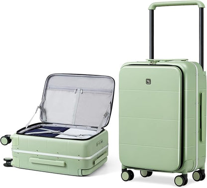 Hanke Top Opening 24 Inch Luggage with Spinner Wheels, Aluminum Frame All-PC Hard Shell Medium Suitcase, Trunk Wide Handle Luggage for Travel, TSA Checked-Medium (Bamboo Green, 69L)