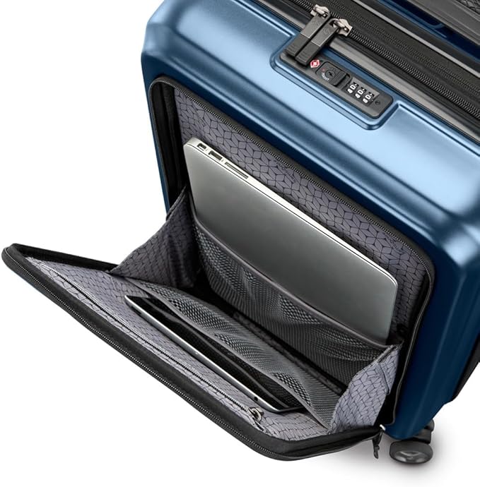 Samsonite Carry-On Pro Front Pocket Hardside Expandable 21-Inch Octiv Luggage: Durable & Impact Resistant, 360° Aero Trac Spinner Wheels, Adjustable Telescopic Handle, TSA Approved Lock - Blue