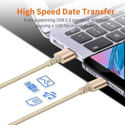USB to USB C Cable (3Pack 6ft) USB A to Type C Cable Fast Charging Nylon Braided Data Sync Transfer Cord USB C Charger for iPhone 17 Pro Max/17 Air/16e/16 15 Pro/15 Plus/Galaxy S20 S10 Note 20（Golden）