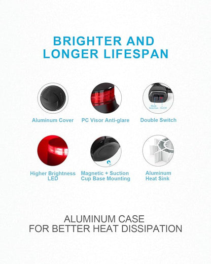 Agrieyes Red Beacon Light 4.2Inch, 7 Flashing Modes Safety Warning Lights Magnetic, LED Emergency Strobe Lights for Vehicles, Caution Hazard Lights for Truck Tractor Golf Carts Snow Plow Postal Cars
